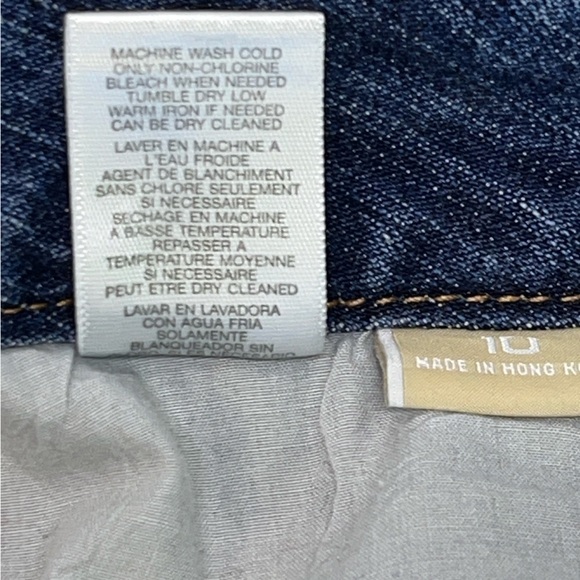 Michael Kors Denim Crop Pant Size 10 Button Leg  Buckle back cotton stretch - Picture 6 of 11